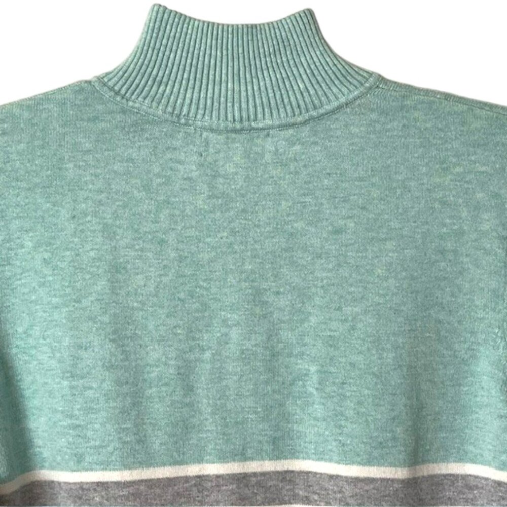 Vineyard Vines 1/4 Zip Stripe Knit Sweater - Aqua/Gray Stripe - XL - Picture 8 of 10